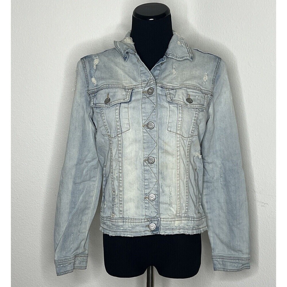Aeropostale Junior Women's Small Jean Jacket Light‎ Wash Distressed Denim